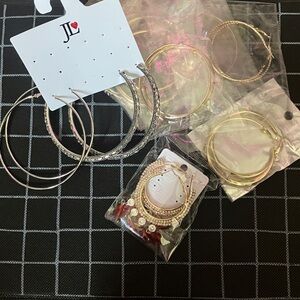 Elegant Gold and Silver Hoop Earrings bundle of 16. Never worn.